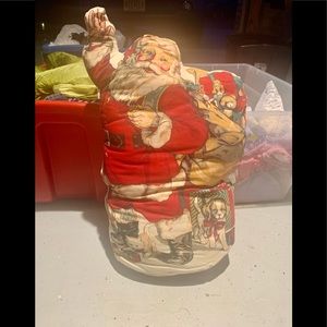 Vintage 19" Santa Claus Gift CHRISTMAS throw pillow door stopper Mid Century Dog